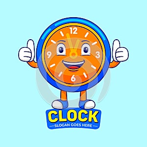 Clock Mascot Logo Vector