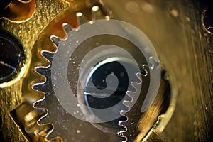 Clock mechanism and gears macro shots