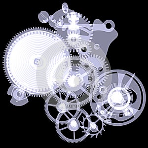 Clock mechanism. X-ray render
