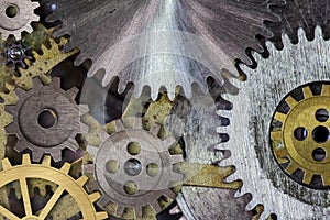 Clock mechism gears and cogs