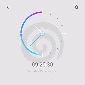 Clock mobile app concept UI design day and night. Clock user interface time vector widget design modern technology