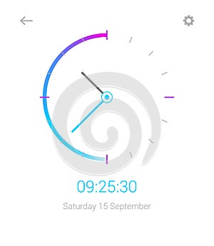 Clock mobile app concept UI design day and night. Clock user interface time vector widget design modern technology