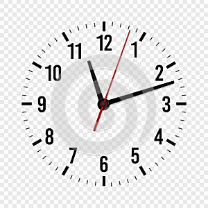 Clock mockup. Hour, minute and second hands with a time scale for modern wall office watches. 3d vector isolated
