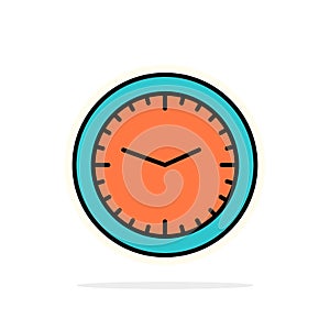 Clock, Office, Time, Wall, Watch Abstract Circle Background Flat color Icon