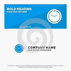 Clock, Office, Time, Wall, Watch SOlid Icon Website Banner and Business Logo Template