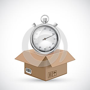 Clock in an open cardboard box. Fast shipping