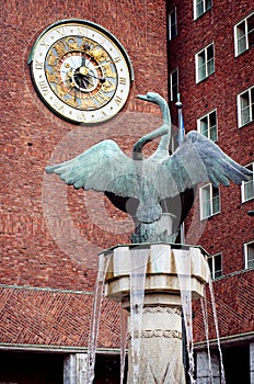 Clock of Oslo City Hall , Norway
