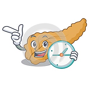 With clock pancreas character cartoon style