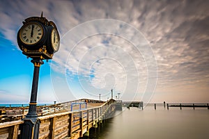 Clock and pier at Chesapeake Beach, Maryland. photo