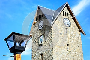 Clock in the plaza of the civic center of Bariloche.