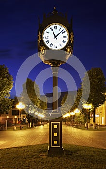 Clock on Pritytskogo street in Maladzyechna. Belarus