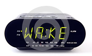 Clock Radio with the word WAKE
