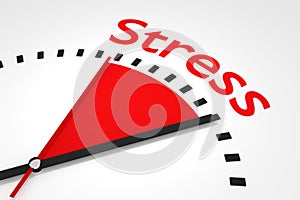 Clock with red seconds hand area stress illustration photo