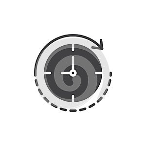 Clock with rotation arrow vector icon