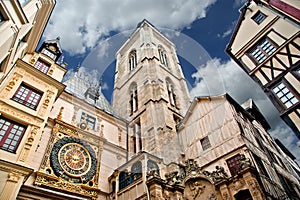 Clock in the Rue du Gros-Horloge, Rouen