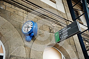 Clock of Santiago de Compostela train station, Spain