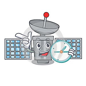 With clock satelite character cartoon style