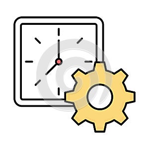 Clock settings fill inside vector icon which can easily modify or edit