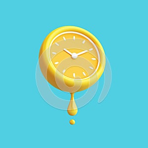 clock shape lemon yellow or orange drops concept. time past present future and routine time excited morning noon evening.