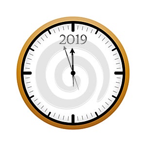 Clock shortly before 2019 new year