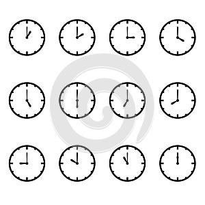 Clock that show every hour vector illustration on white vector set photo