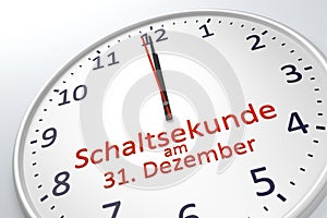 A clock showing leap second at december 31 in german language