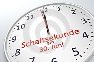 A clock showing leap second at june 30 in german language