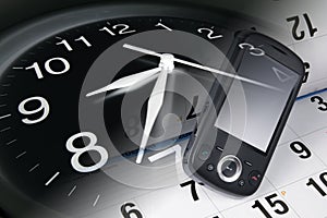 Clock, Smart Phone and Calendar