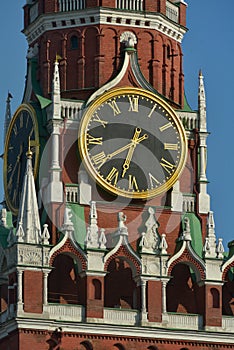 Clock on the Spasskaya Tower of Moscow Kremlin photo