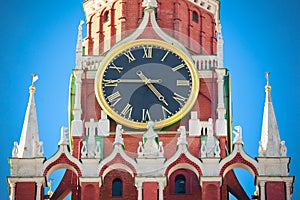 Clock on the Spasskaya tower in Moskow