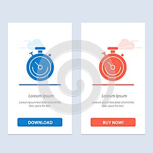 Clock, Sports, Stopwatch, Time  Blue and Red Download and Buy Now web Widget Card Template