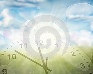 Clock in spring scene