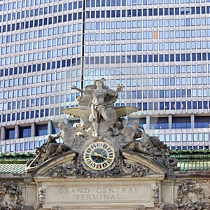 Clock and statue on grand central station in new york city
