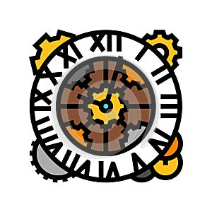 clock steampunk vintage color icon vector illustration