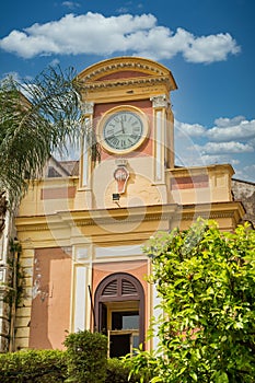 Clock on Stucco Building in Sorrento
