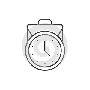 Clock with suitcase, working hours lineal icon. Time management symbol design.