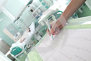 Clock surveillance of patients in intensive care concept