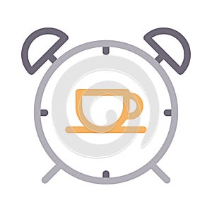 Clock tea vector color line icon