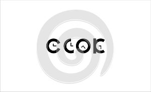 clock text logo vector design illustration