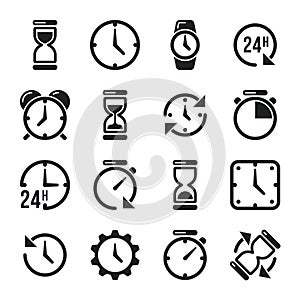 Clock, time, chronometer vector pictograms