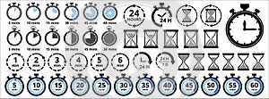 Clock time hourglass icon vector set. Timing minute schedule loop sign symbol illustration