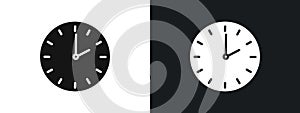 Clock time icon linear graphics set vector in black