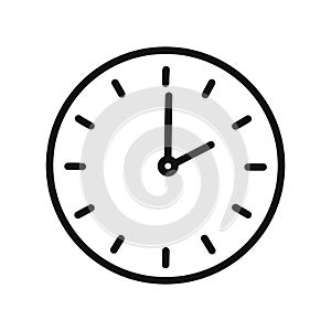 Clock time icon linear vector graphics sign