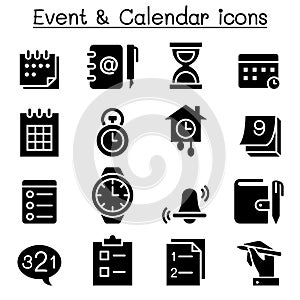 Clock & Time icon set Vector illustration Graphic Design