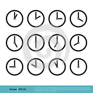 Clock, Time Set Icon Vector Logo Template Illustration Design. Vector EPS 10