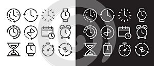 Clock time symbol vector icon set