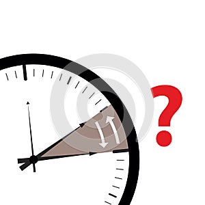 clock time zone change icon image with red question mark