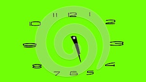 Clock, timelapse 12H - green screen - copy space