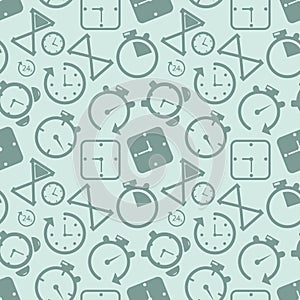 Clock timer icon seamless pattern background. Business concept vector illustration. Time alarm stopwatch clock symbol