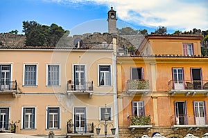 Clock tower Acronafplia castle in Nafplio city